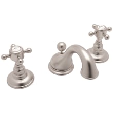 ROHL Viaggio C-Spout Widespread Bathroom Faucet - Italian Brass with Cross  Handle