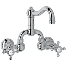 Acqui 1.2 GPM Wall Mounted Widespread Bridge Bathroom Faucet with Pop-Up Drain Assembly
