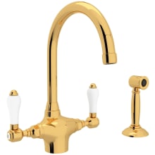 San Julio 1.5 GPM Single Hole Kitchen Faucet with Porcelain Lever Handles- Includes Side Spray