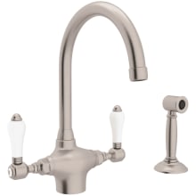 San Julio 1.5 GPM Single Hole Kitchen Faucet with Porcelain Lever Handles- Includes Side Spray