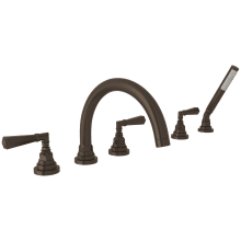 San Giovanni Deck Mounted Roman Tub Filler with Built-In Diverter - Includes Hand Shower