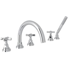 San Giovanni Deck Mounted Roman Tub Filler with Built-In Diverter - Includes Hand Shower