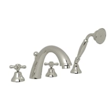 Rohl ZZ9336102A-STN Modern Architectural Four Hole Deck Mounted Roman Tub Filler Spout Only Complete with Diverter to Ba26 Satin Nickel