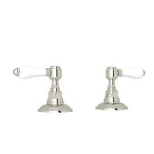 Country Bath Pair of 3/4" Hot and Cold Sidevalves with Porcelain Lever Handles