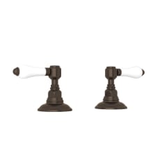 Country Bath Pair of 3/4" Hot and Cold Sidevalves with Porcelain Lever Handles
