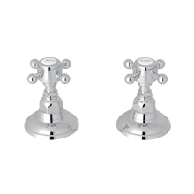 Country Bath Pair of 3/4" Hot and Cold Sidevalves with Metal Cross Handles