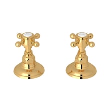 Country Bath Pair of 3/4" Hot and Cold Sidevalves with Metal Cross Handles