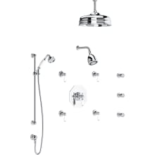 Edwardian Thermostatic Shower System with Shower Head, Hand Shower, Slide Bar, Bodysprays, Shower Arm, Hose, and Valve Trim
