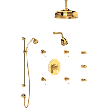 Edwardian Thermostatic Shower System with Shower Head, Hand Shower, Slide Bar, Bodysprays, Shower Arm, Hose, and Valve Trim