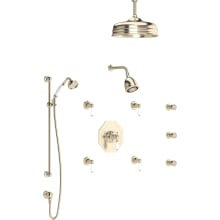 Edwardian Thermostatic Shower System with Shower Head, Hand Shower, Slide Bar, Bodysprays, Shower Arm, Hose, and Valve Trim