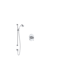 Edwardian Pressure Balanced Shower System with Hand Shower, Hose, and Valve Trim