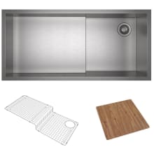 Culinario 37-7/8" Undermount Single Basin Stainless Steel Kitchen Sink with Basin Rack and Cutting Board