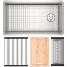 Culinario 33" Undermount Single Basin Stainless Steel Kitchen Sink with Basin Rack, Basket Strainer, Colander, and Cutting Board