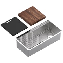 Culinario 36" Undermount Single Basin Stainless Steel Kitchen Sink with Basin Rack and Cutting Board