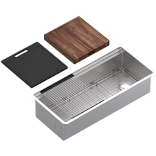 Culinario 40" Undermount Single Basin Stainless Steel Kitchen Sink with Basin Rack and Cutting Board