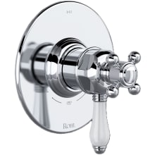 Acqui Two Independent and One Shared Function Thermostatic Valve Trim Only with Single Cross / Lever Handle, Integrated Diverter, and Volume Control - Less Rough In