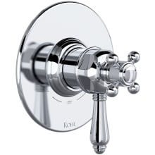Two Function Thermostatic Valve Trim Only with Single Cross / Lever Handle, Integrated Diverter, and Volume Control - Less Rough In