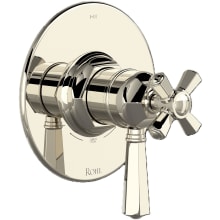 Two Independent and One Shared Function Thermostatic Valve Trim Only with Single Cross / Lever Handle, Integrated Diverter, and Volume Control - Less Rough In