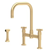Holborn 1.8 GPM Bridge U-Spout Kitchen Faucet with Cross Handles - Includes Side Spray