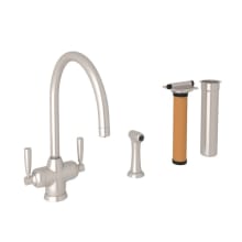 Perrin and Rowe Holborn 1.8 GPM Deck Mounted Single Hole Faucet with Two Lever Metal Handles - Includes Sidespray and Filter