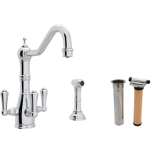 Perrin and Rowe Filtering Triple Handle Kitchen Faucet with Side Spray Triflow Filter and Metal Lever Handles