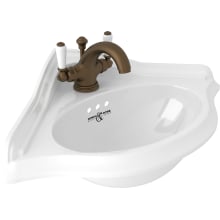 Perrin & Rowe 13-13/16" Corner Wall Mount Bathroom Sink with 1 Faucet Hole and Overflow & U.3635L Lavatory Faucet Kit