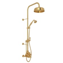 Perrin and Rowe Shower System with Thermostatic Valve Trim, Single Function Shower Head with 3 Metal Cross Handles