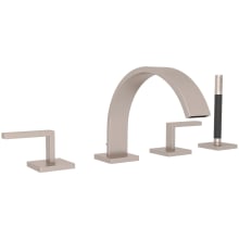Wave Deck Mounted Roman Tub Filler with Built-In Diverter - Includes Hand Shower