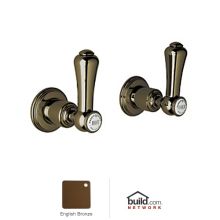 Georgian Era Pair of 1/2" Concealed Wall Valves with Porcelain Capped Metal Lever Handles