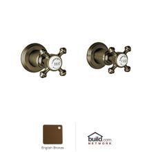 Georgian Era Pair of 1/2" Concealed Wall Valves with Porcelain Capped Metal Cross Handles