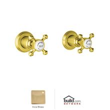 Georgian Era Pair of 1/2" Concealed Wall Valves with Porcelain Capped Metal Cross Handles