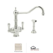 Perrin and Rowe Filtering Kitchen Faucet with Side Spray, Triflow Filter, and Metal Lever Handles