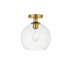 Edgar Single Light 10" Wide Semi-Flush Globe Ceiling Fixture with Clear Glass