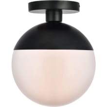 Atlante Single Light 10" Wide Semi-Flush Globe Ceiling Fixture with Frosted Glass