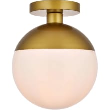 Atlante Single Light 10" Wide Semi-Flush Globe Ceiling Fixture with Frosted Glass