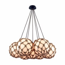 7 Light Full Sized Pendant with White Shade and Rope from the Meadowlark Collection
