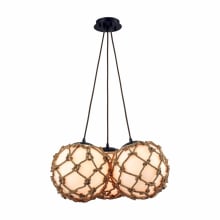 3 Light Full Sized Pendant with White Shade and Rope from the Meadowlark Collection