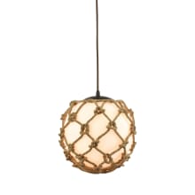 Meadowlark Single Light 11" Wide LED Pendant with Round Canopy and Opal White Shade Wrapped In Rope