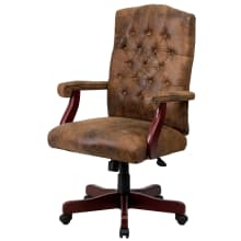 26" Wide Suede Executive Swivel Office Chair with Arms and Button Tufted Accents