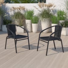Tropical Set of (2) Rattan Indoor / Outdoor 22"W Stackable Dining Chairs with Metal Frames