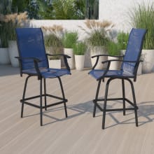 Set of (2) 22.5"W Patio Outdoor All Weather Textilene Swivel Base Bar Stools with Full Backs
