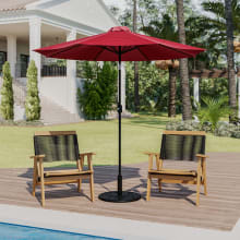 9 ft Outdoor Round Patio Umbrella with Crank and Tilt Function and Free Standing Base