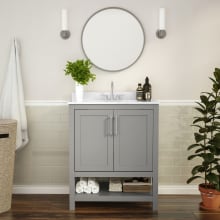 Pinnacle 30" Free Standing Single Basin Vanity Set with Cabinet and Stone Vanity Top