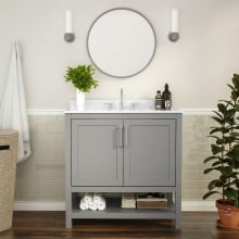 Pinnacle 36" Free Standing Single Basin Vanity Set with Cabinet and Stone Vanity Top
