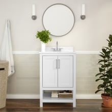 Pinnacle 24" Free Standing Single Basin Vanity Set with Cabinet and Stone Vanity Top