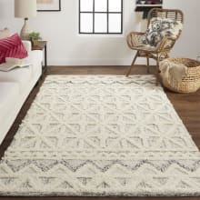 Lattice 5' x 8' Cotton and Wool Hand Tufted Geometric High Low Pile Farmhouse Trellis Area Rug From the Dianne Collection