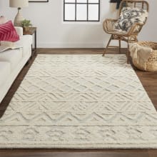 Grid 10' x 14' Cotton and Wool Hand Tufted High Low Pile Farmhouse Trellis Area Rug From the Dianne Collection