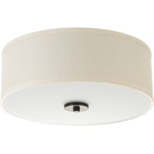 Zoe LED Flush Mount Drum Ceiling Fixture with Off White Linen Shade