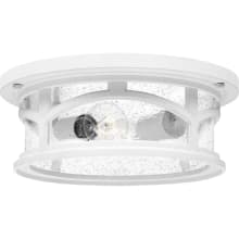 Clinton 2 Light 13" Wide Outdoor Flush Mount Ceiling Fixture with a Glass Shade
