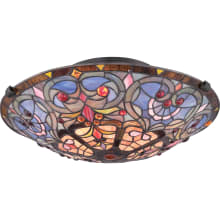 Tiffany 2 Light 17" Wide Flush Mount Ceiling Fixture with Tiffany Glass